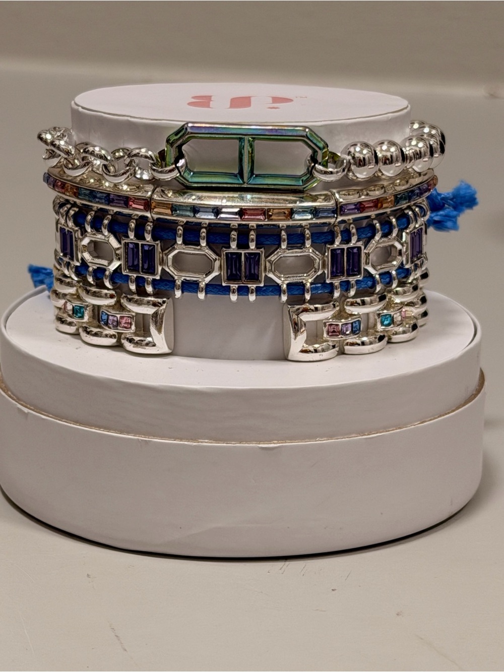 Bomb Party NWT! Rainbow Colored Silver Stack